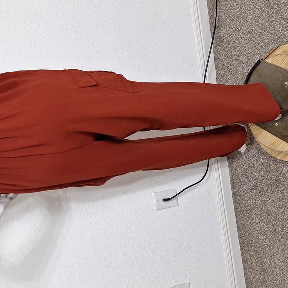 As U Wish "NEW" Juniors' Rust Boho Belted Cargo Jumpsuit Overalls Size L - Picture 9 of 14